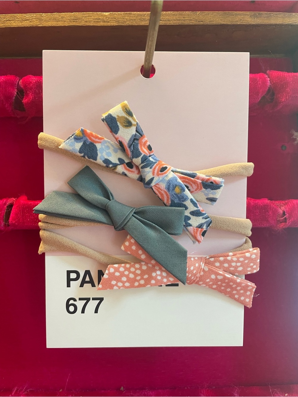 3-Pack Girls Bow Headband Set - Peach, Teal, Floral